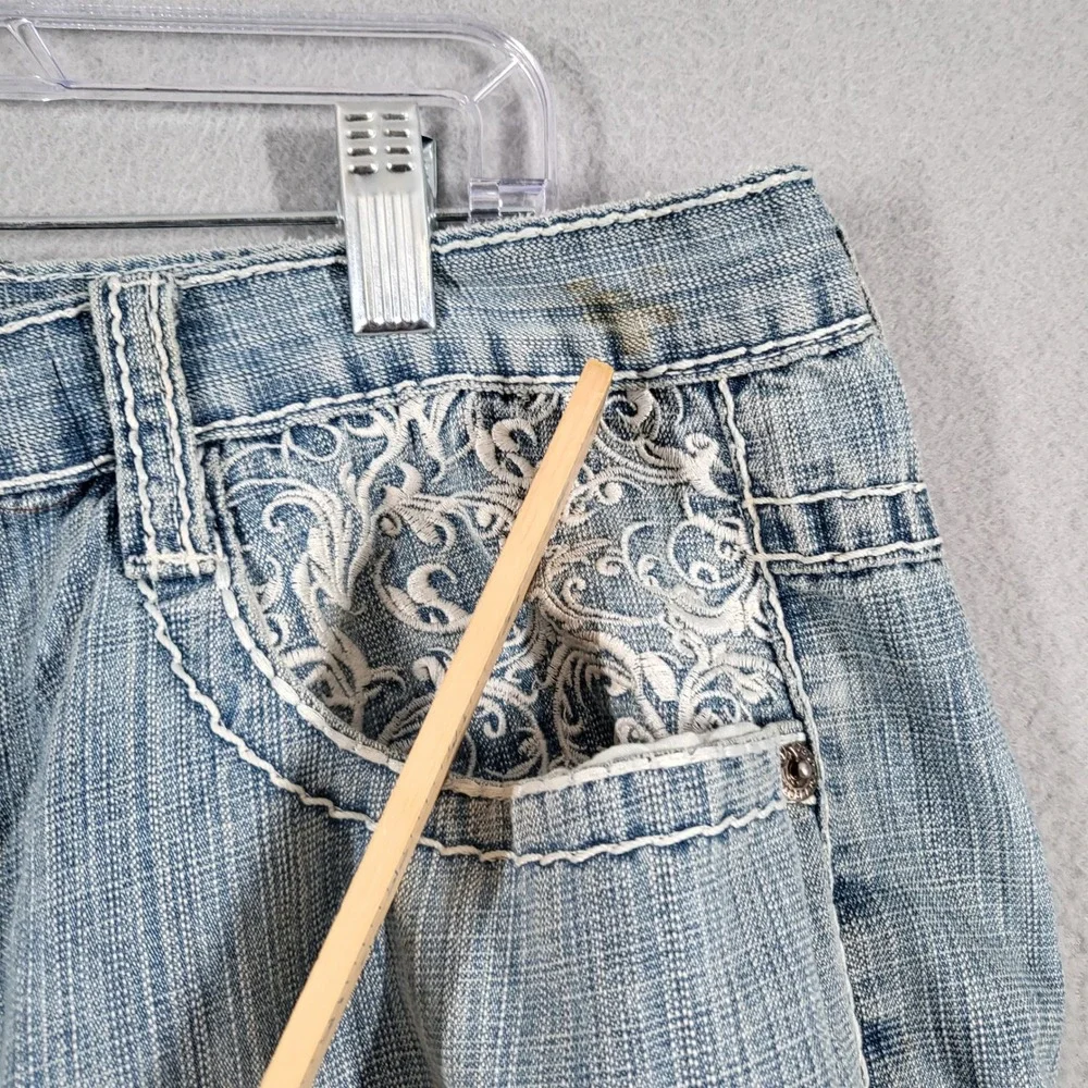 Delf Shorts Men's 38 Blue Denim‎ Cargo Embellished Pockets Casual Baggy Y2K